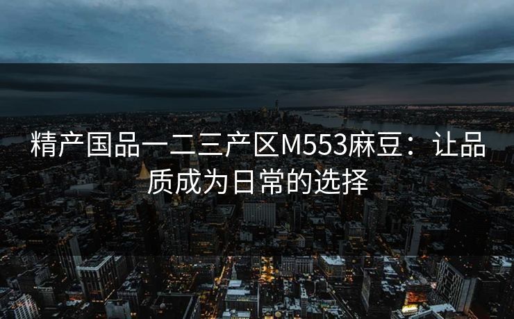 精产国品一二三产区M553麻豆：让品质成为日常的选择